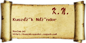 Kuszák Nándor névjegykártya